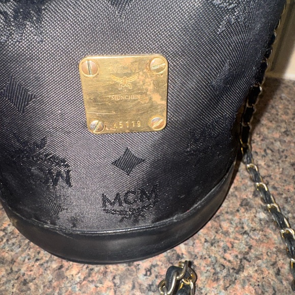 MCM Black Monogram Bucket Crossbody with Gold Chain - Picture 2 of 7